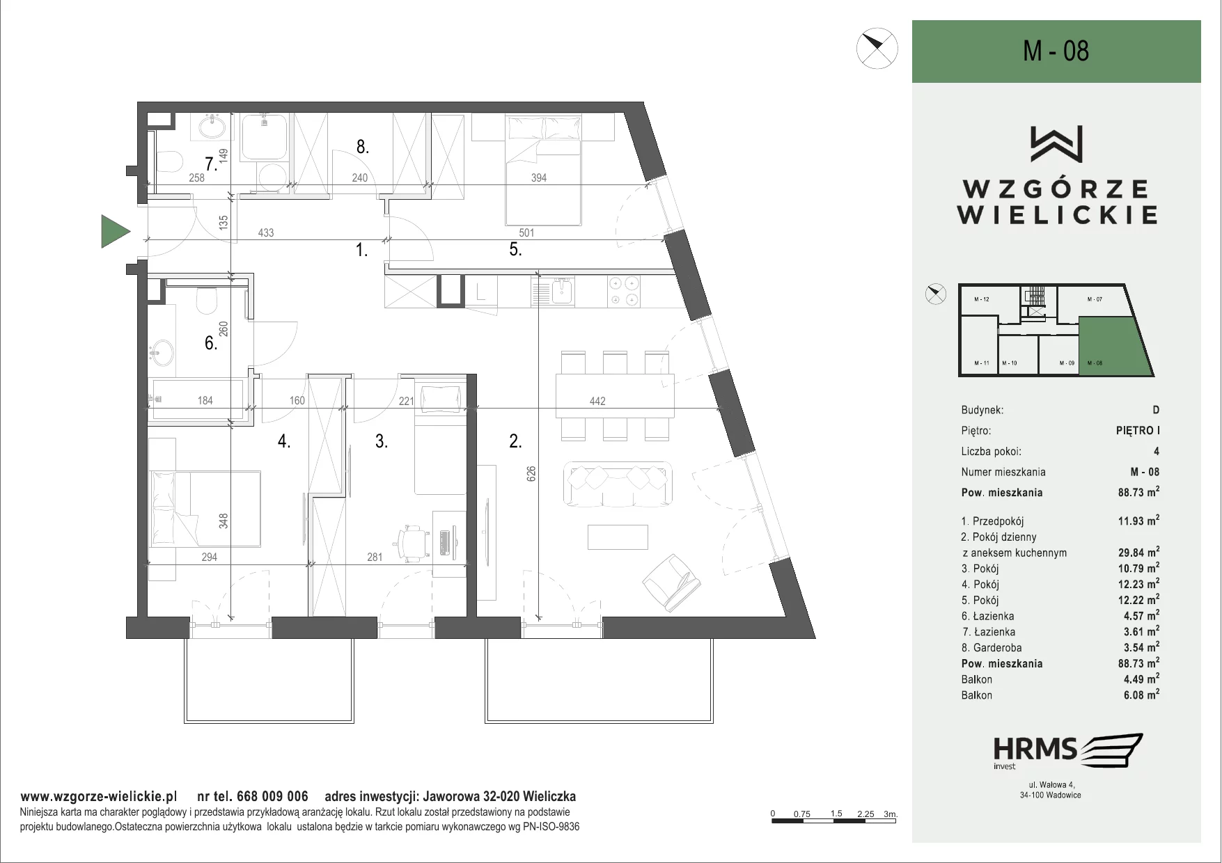 Mieszkanie 88,22 m², piętro 1, oferta nr M-D08, Osiedle Wzgórze Wielickie, Wieliczka, ul. Jaworowa